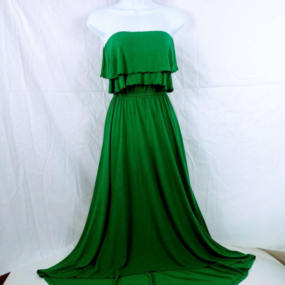 Mossimo Emerald Green Strapless Ruffle Dress